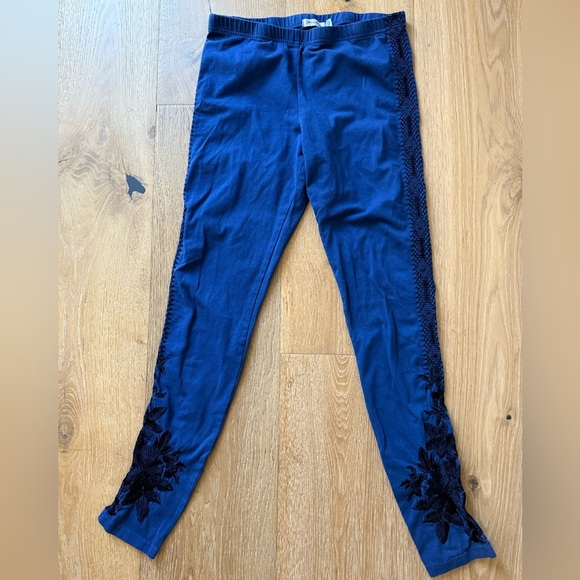 JOHNNY WAS EMBROIDERED LEGGINGS - NAVY SIZE XS - Picture 2 of 9